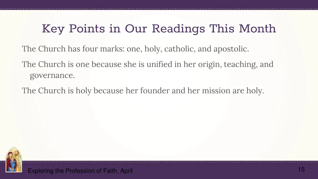 key points in our readings this month
