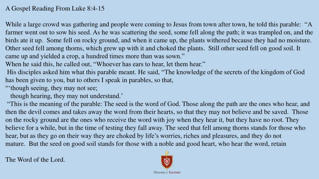 a gospel reading from luke 8 4 15