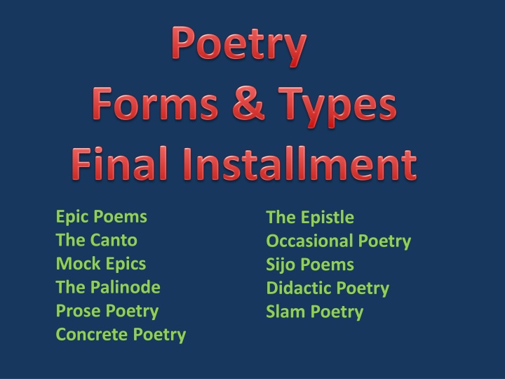 epic poems the canto mock epics the palinode