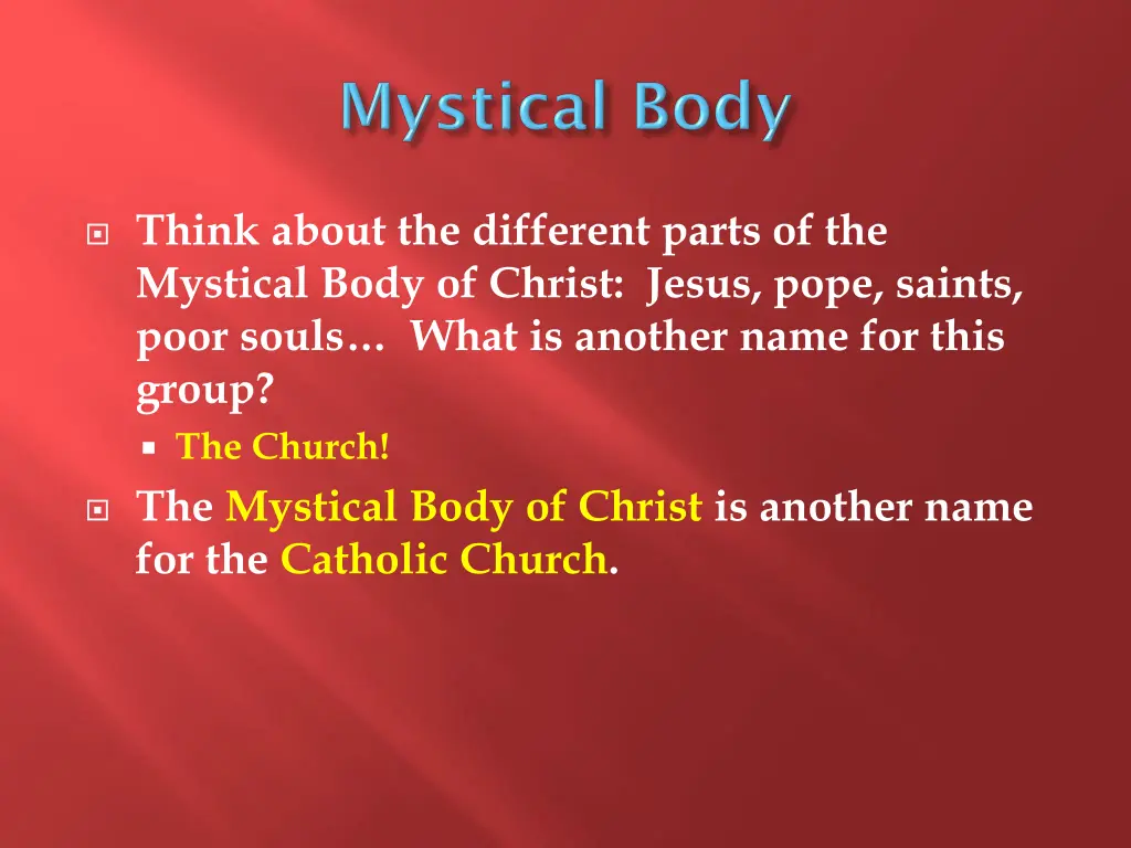 think about the different parts of the mystical