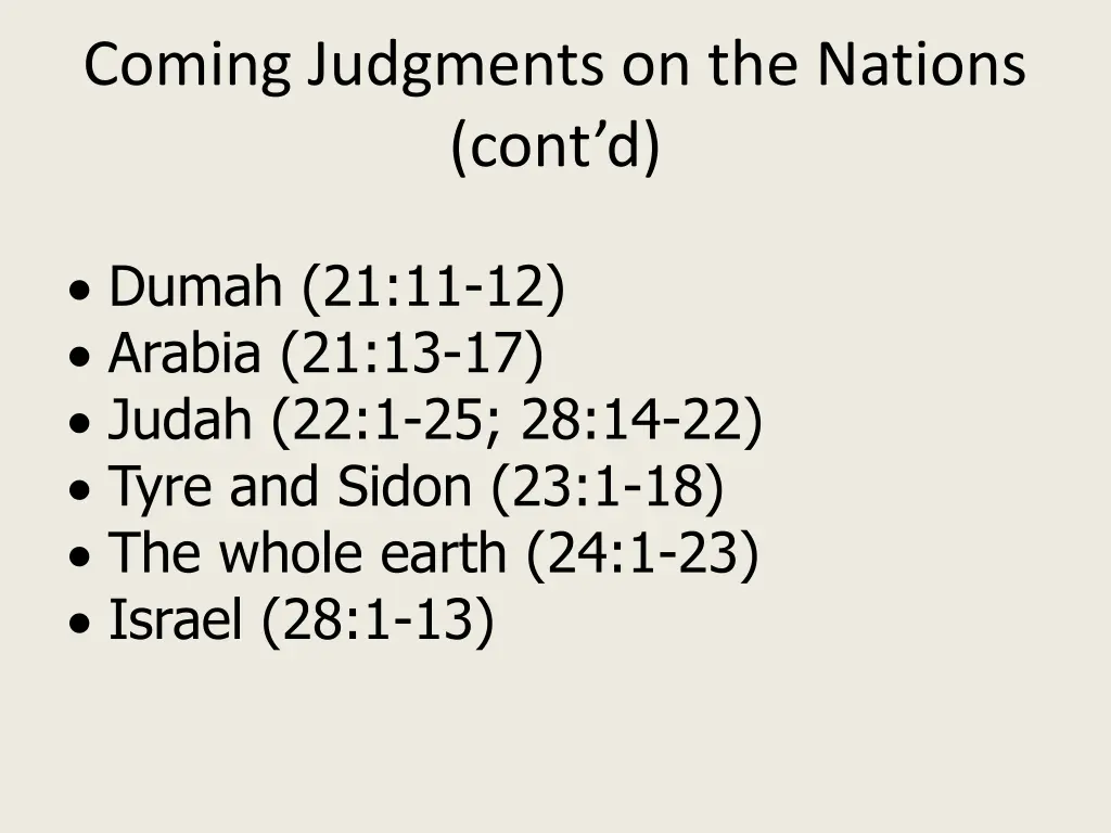 coming judgments on the nations cont d