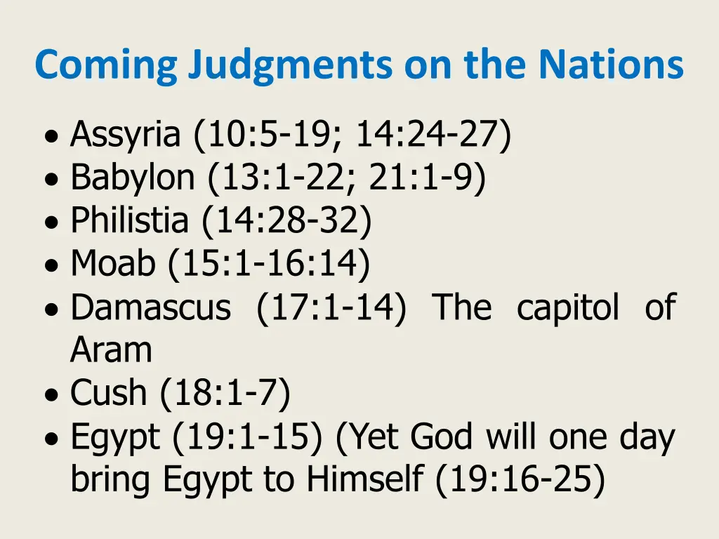 coming judgments on the nations