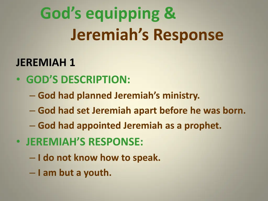 god s equipping jeremiah s response
