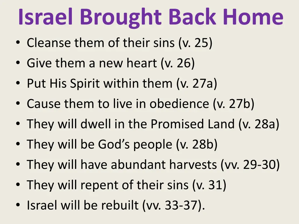 israel brought back home cleanse them of their