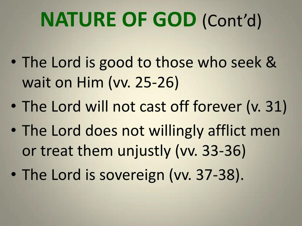 nature of god cont d