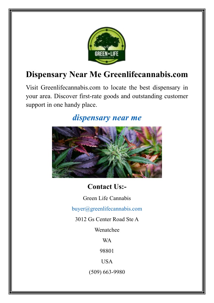dispensary near me greenlifecannabis com