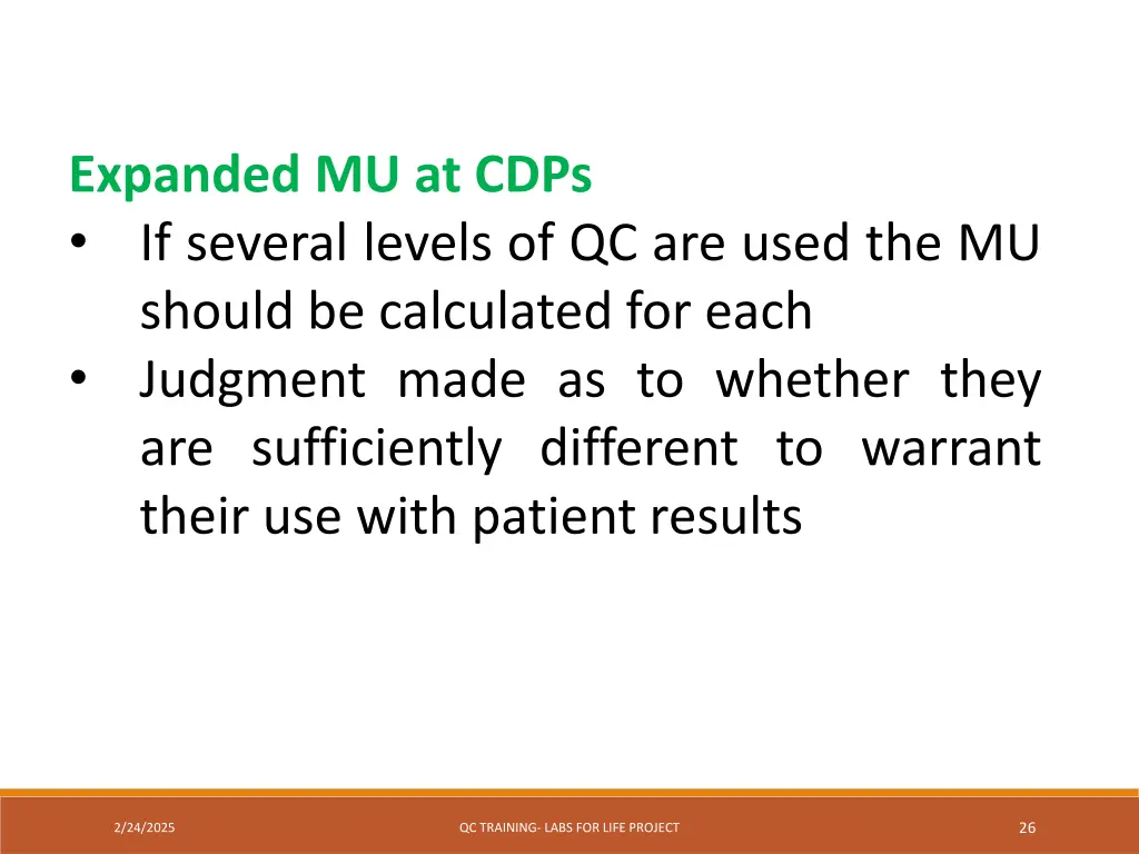 expanded mu at cdps if several levels