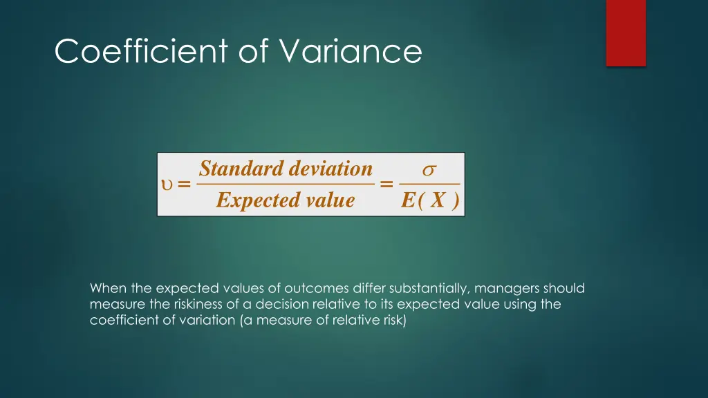coefficient of variance