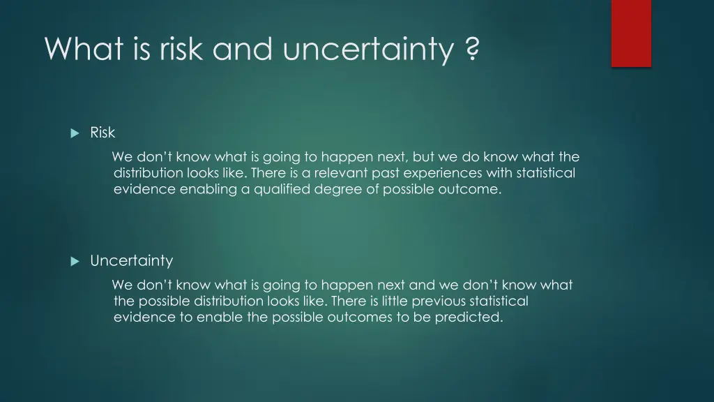 what is risk and uncertainty