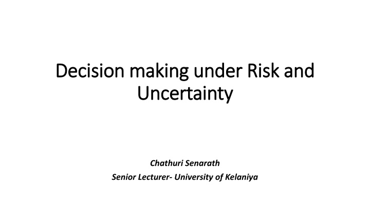 decision making under risk and decision making