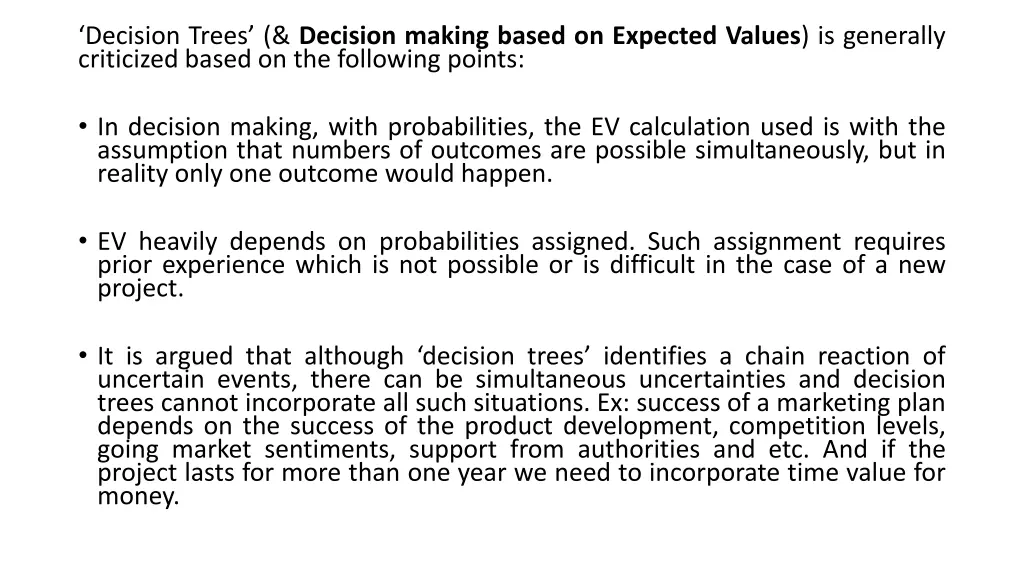 decision trees decision making based on expected