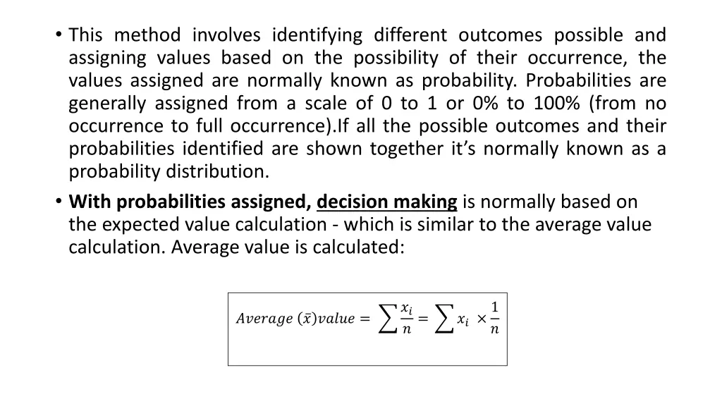 this method involves identifying different