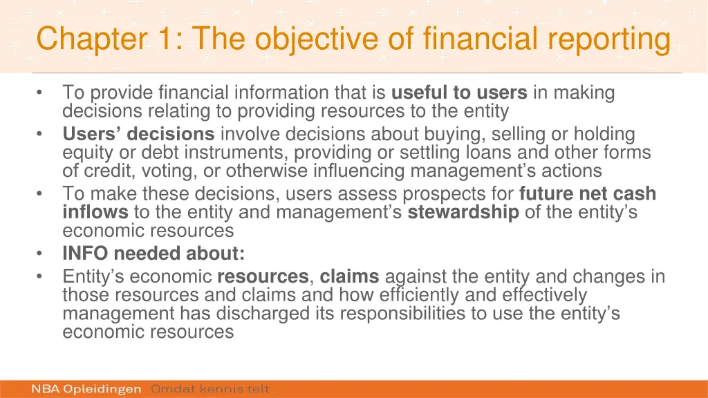 chapter 1 the objective of financial reporting