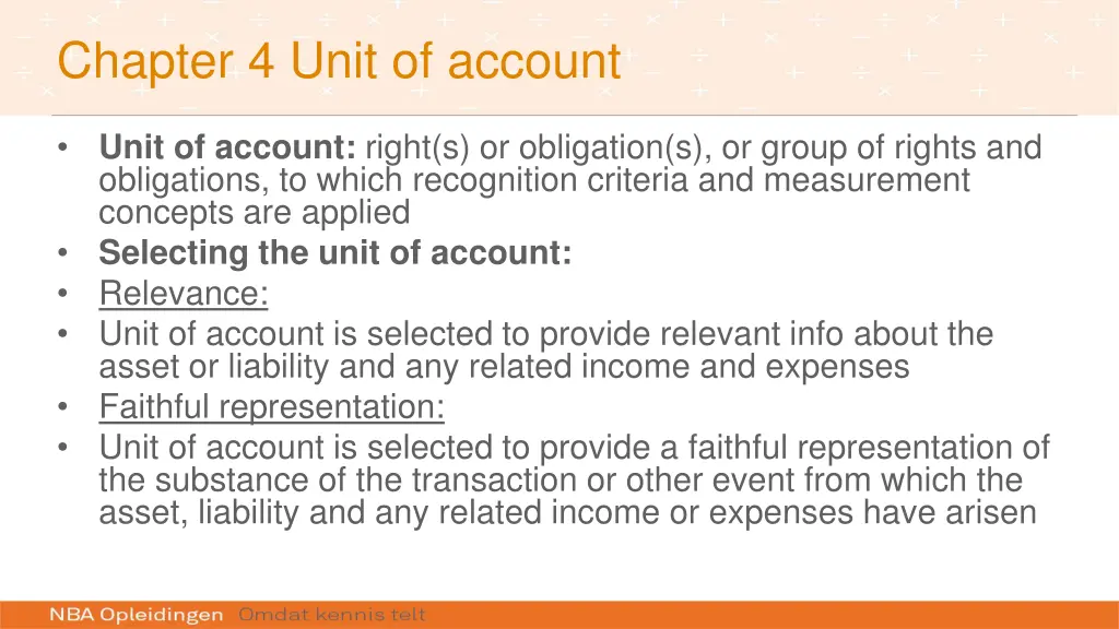 chapter 4 unit of account