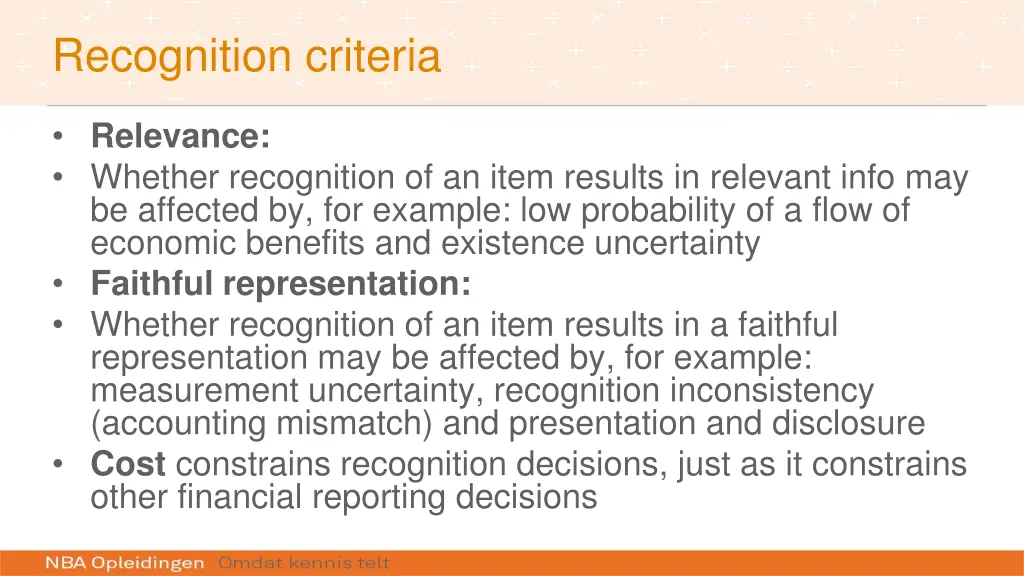 recognition criteria