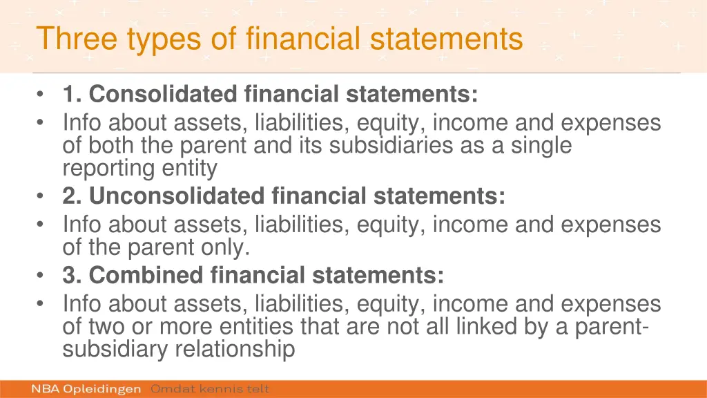 three types of financial statements