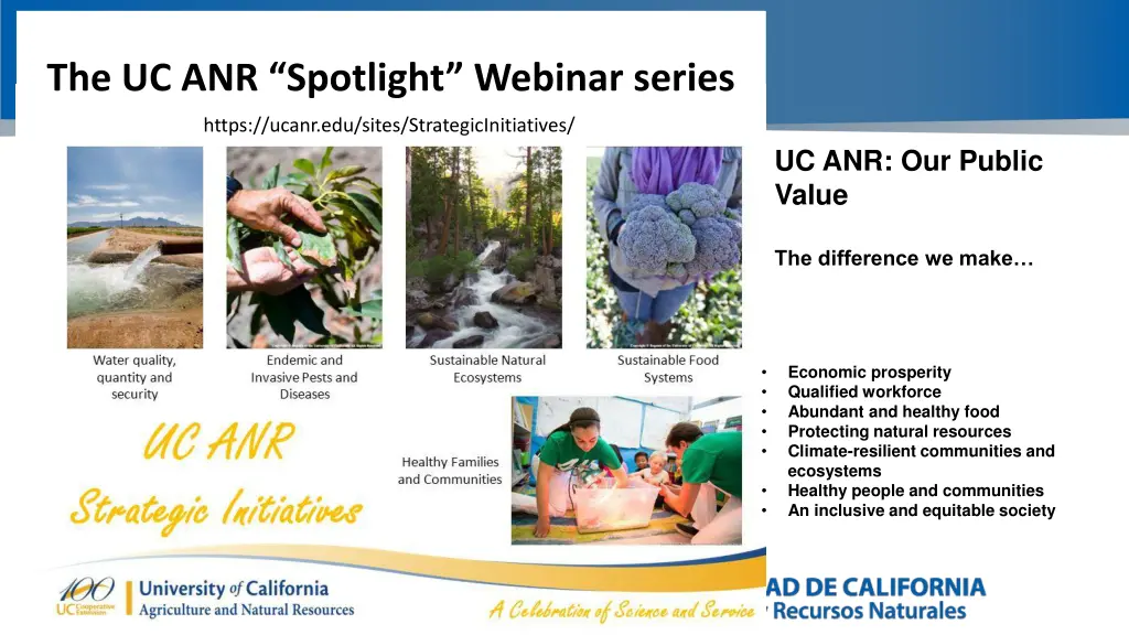 the uc anr spotlight webinar series