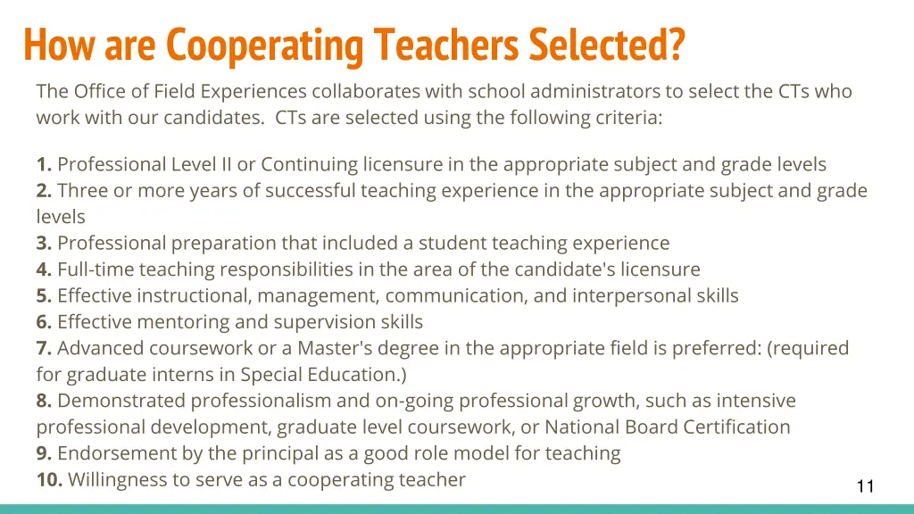 how are cooperating teachers selected the office