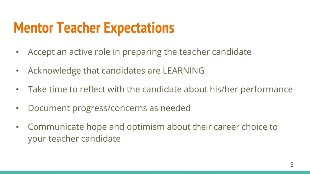 mentor teacher expectations