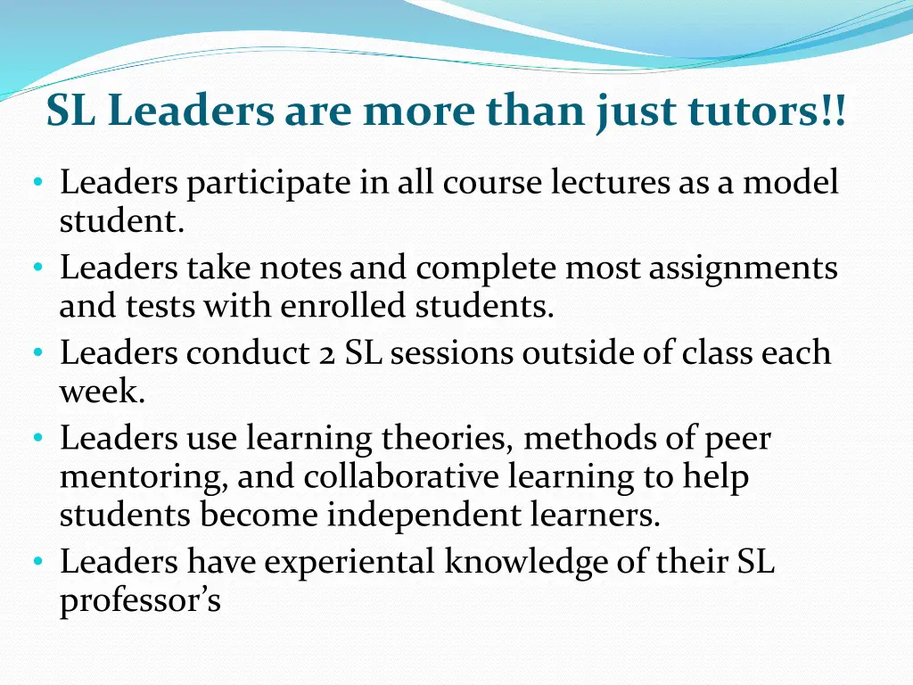 sl leaders are more than just tutors