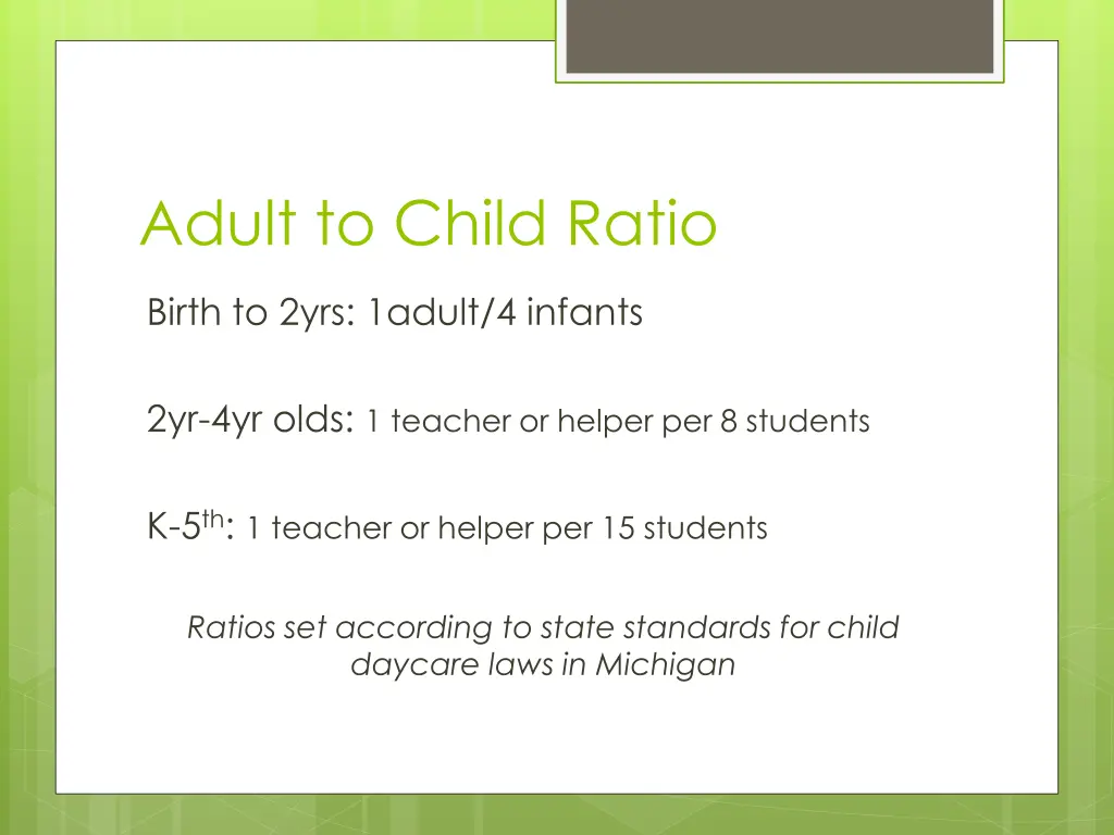 adult to child ratio