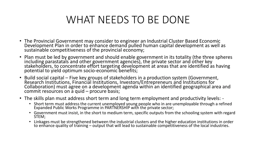 what needs to be done 1