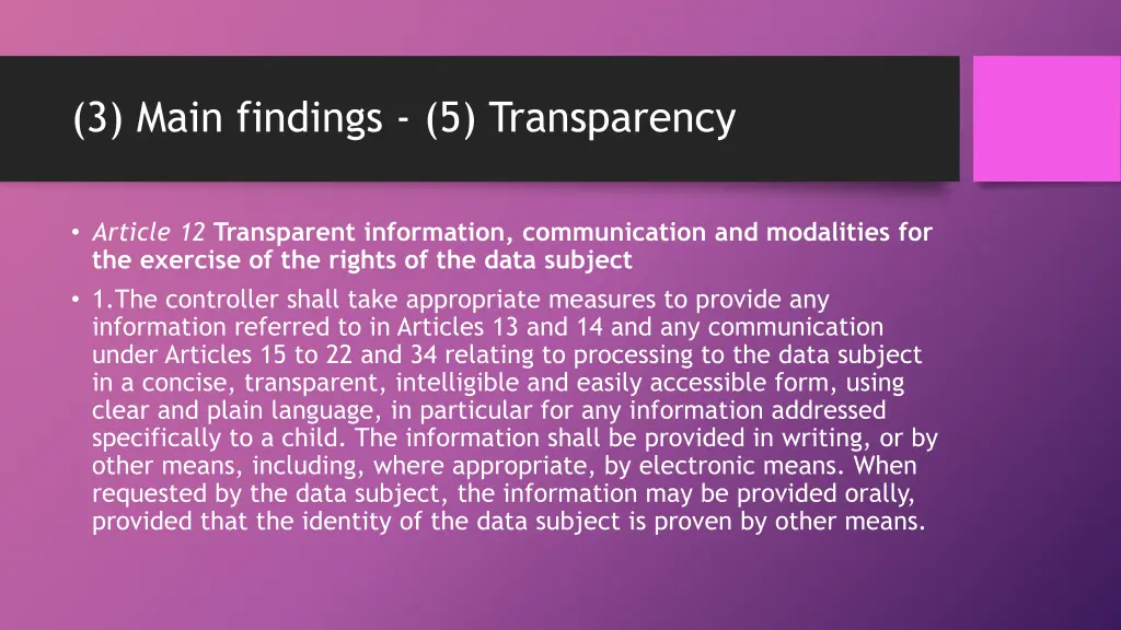 3 main findings 5 transparency 1