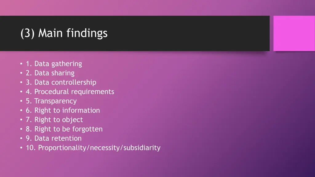 3 main findings