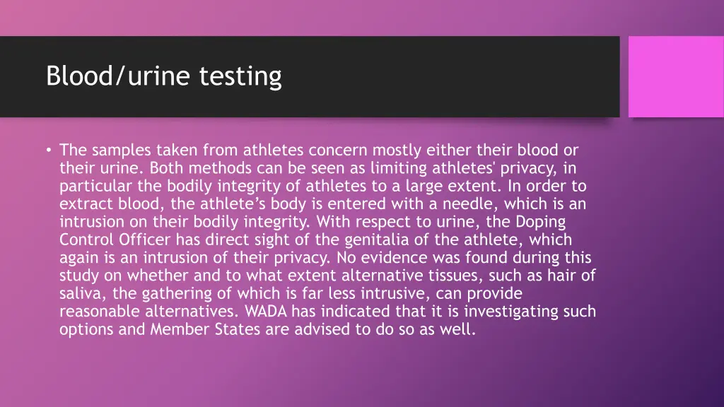 blood urine testing
