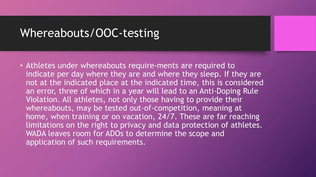 whereabouts ooc testing