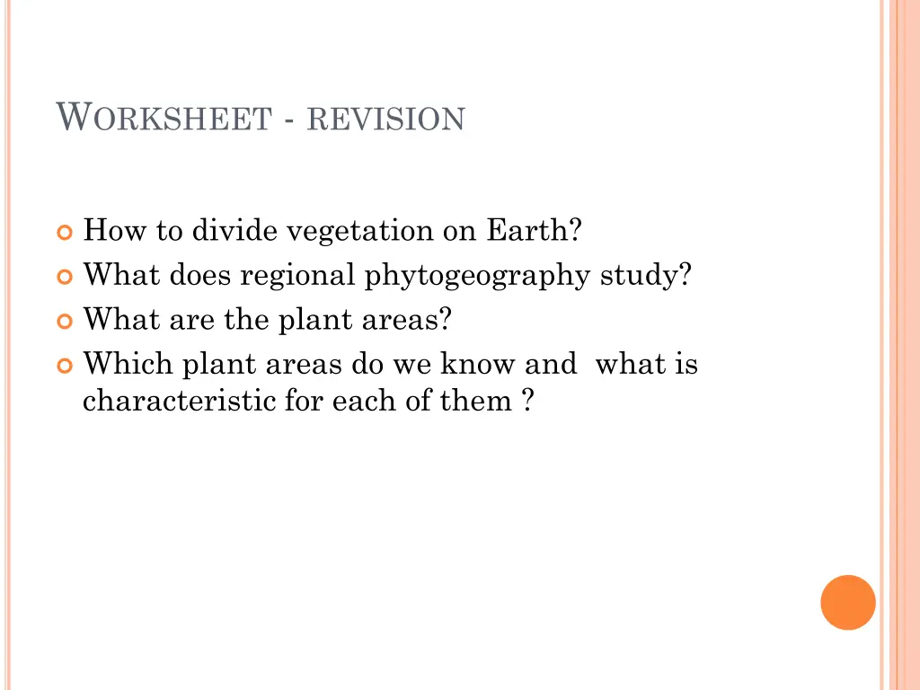 w orksheet revision