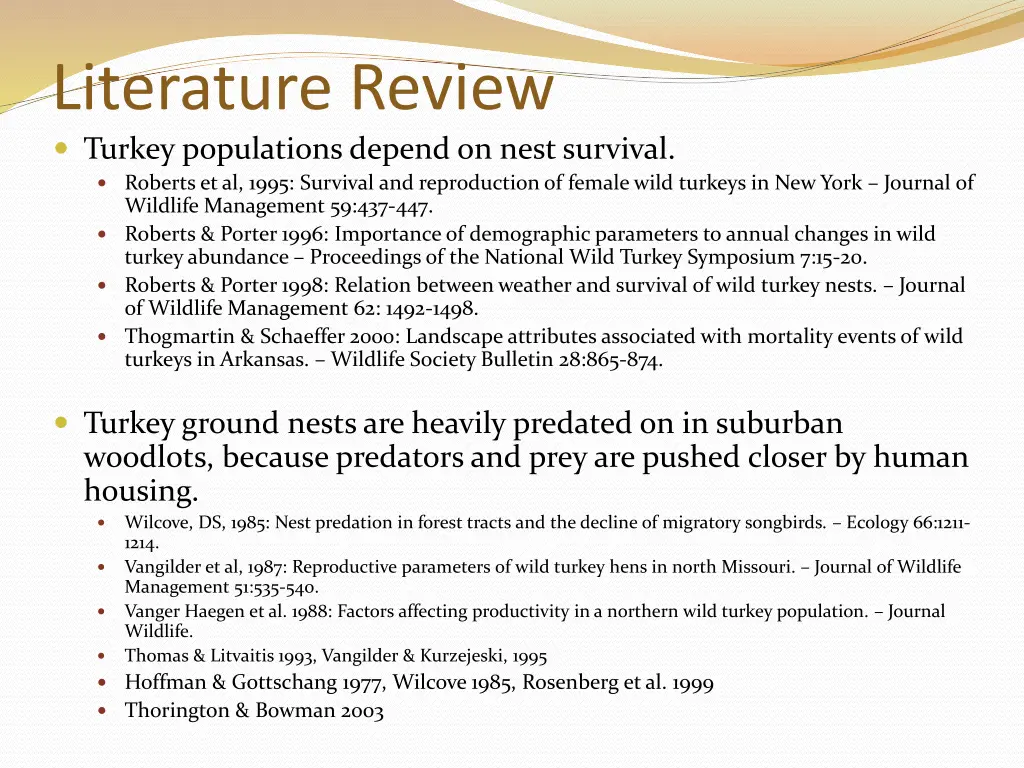 literature review turkey populations depend