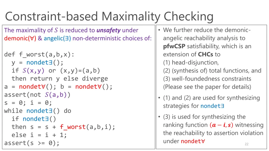constraint based maximality checking