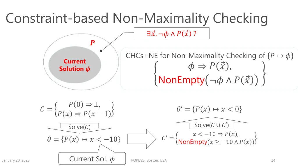 constraint based non maximality checking