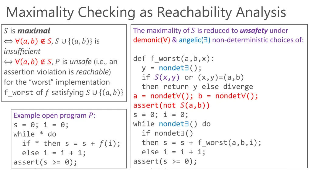 maximality checking as reachability analysis