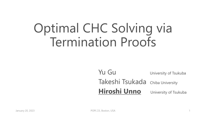 optimal chc solving via termination proofs
