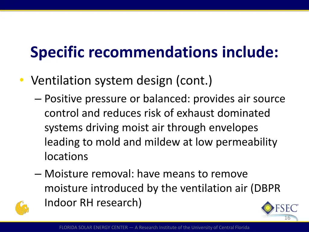 specific recommendations include 2