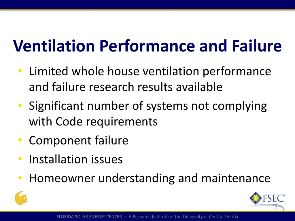 ventilation performance and failure