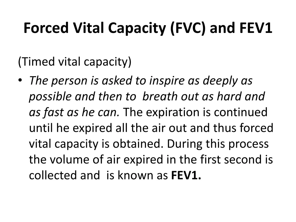 forced vital capacity fvc and fev1