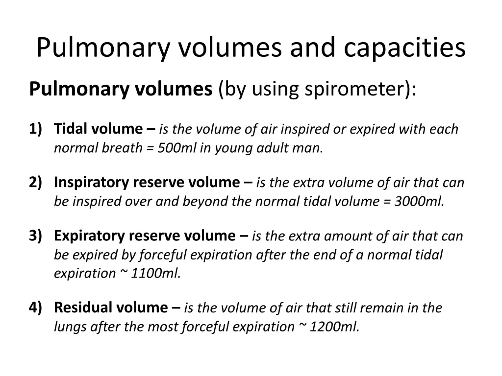 pulmonary volumes and capacities