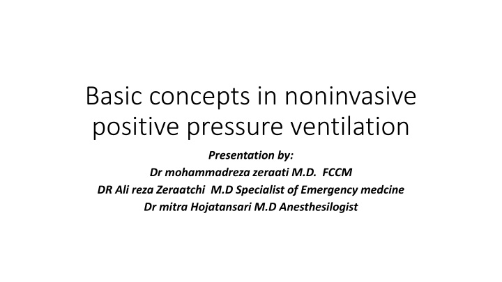 basic concepts in noninvasive positive pressure