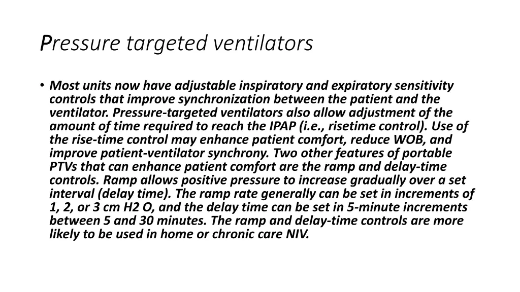 p pressure targeted ventilators 1