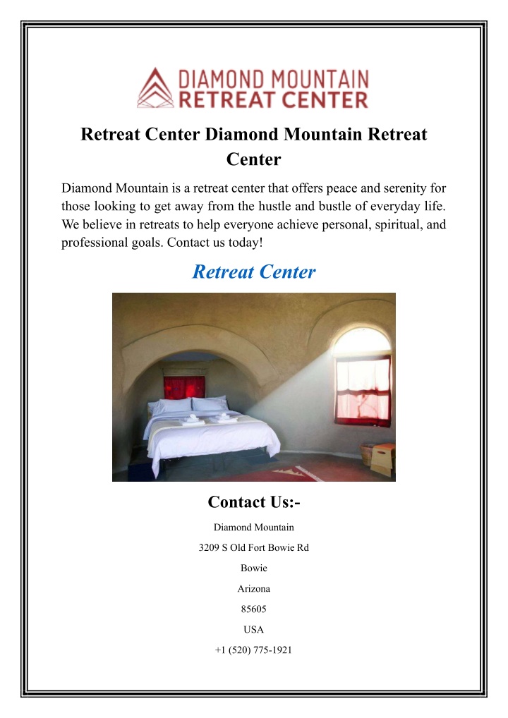 retreat center diamond mountain retreat center