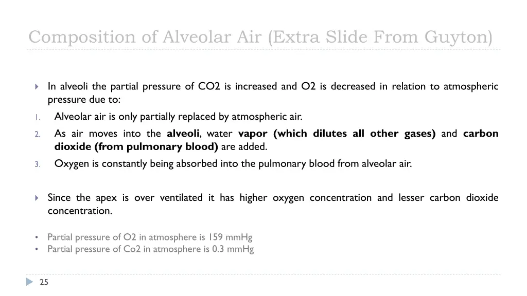 composition of alveolar air extra slide from