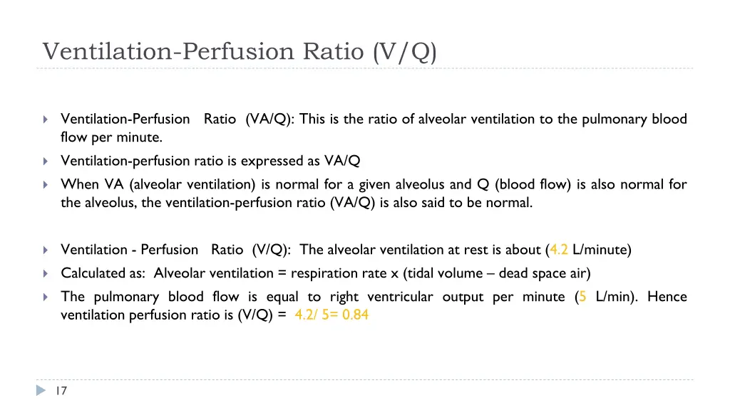 ventilation perfusion ratio v q