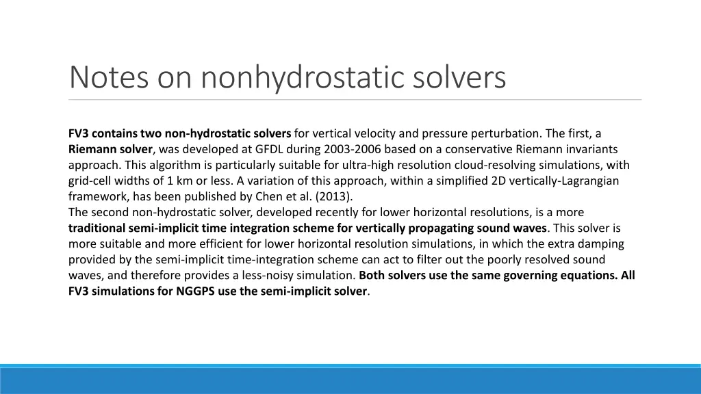notes on nonhydrostatic solvers