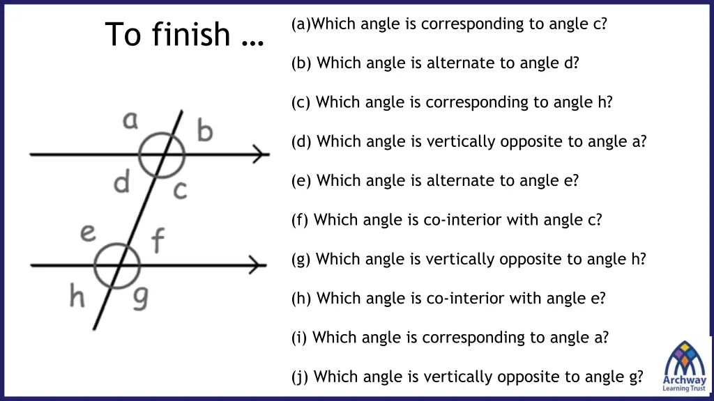 a which angle is corresponding to angle c