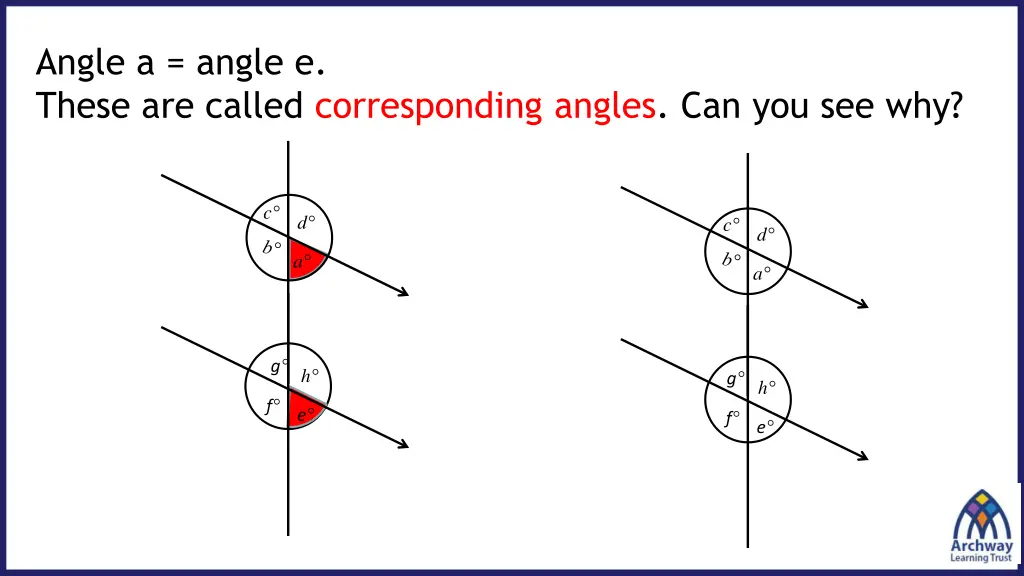 angle a angle e these are called corresponding
