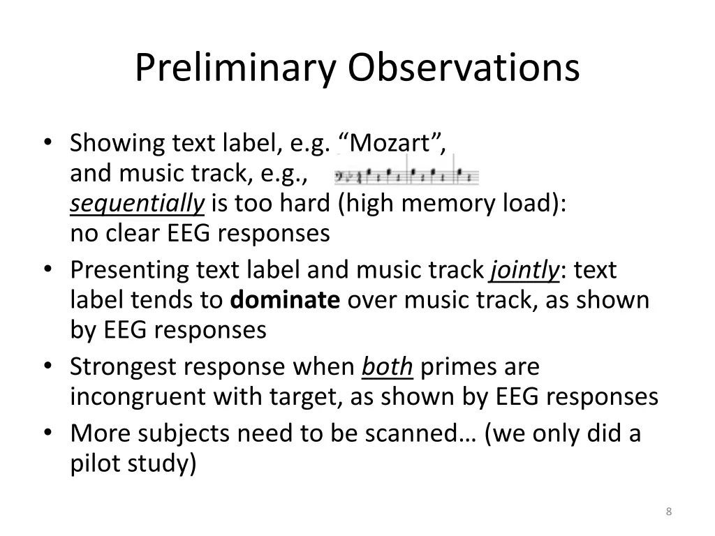 preliminary observations