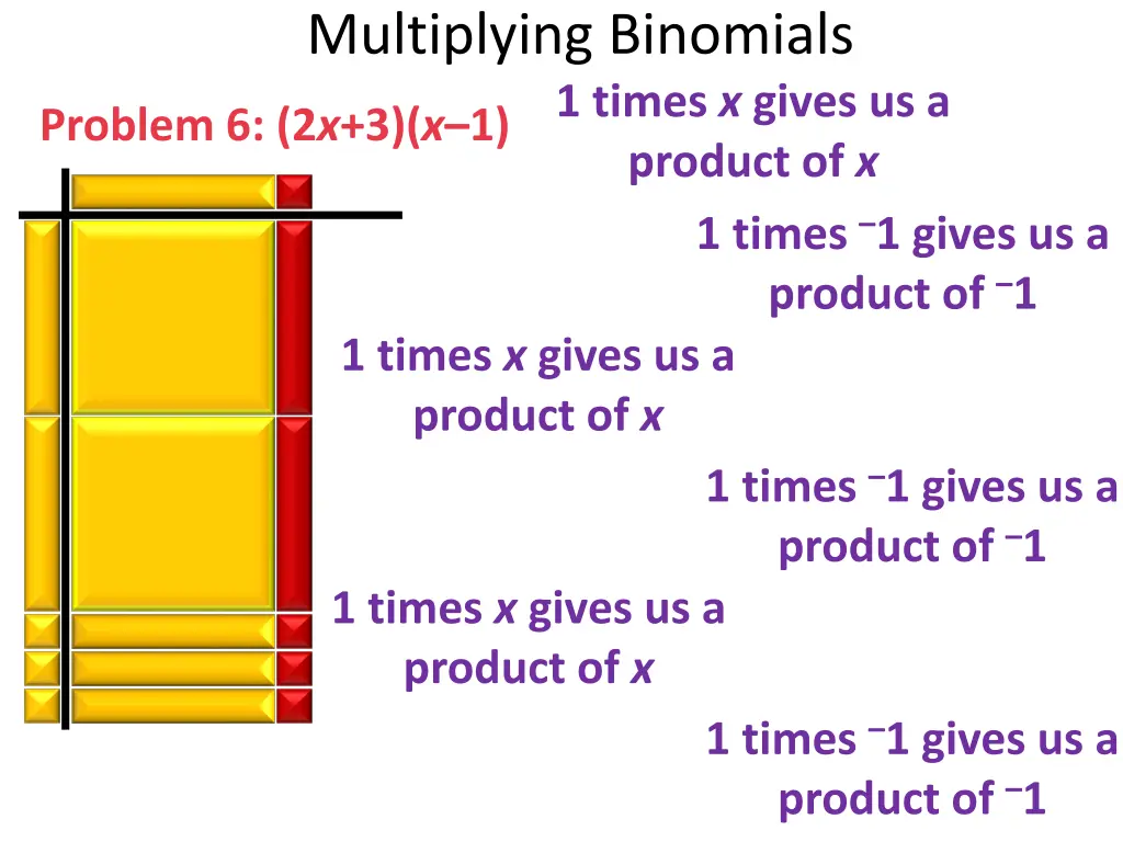 multiplying binomials 1 times x gives